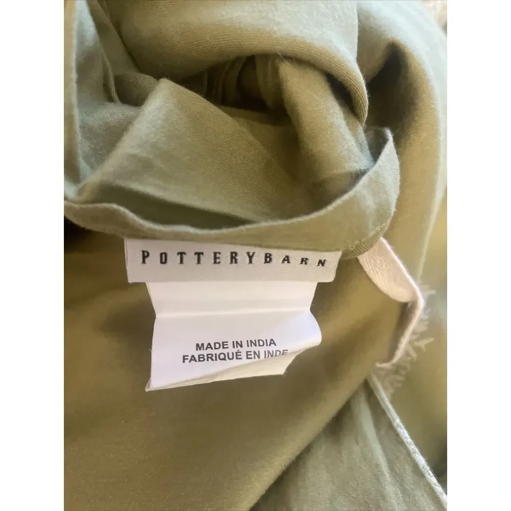 Pottery Barn GORGEOUS rare Queen Cotton Blend Reversible Duvet Cover. Green Pri